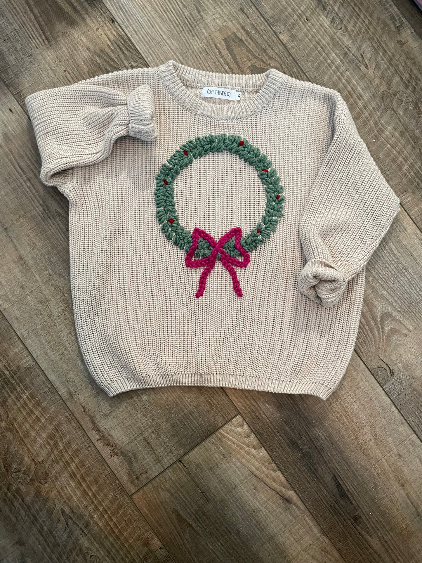 Christmas wreath sweater 5T
