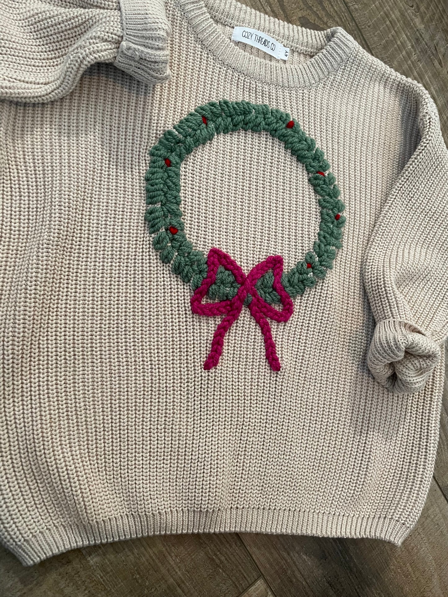Christmas wreath sweater 4T